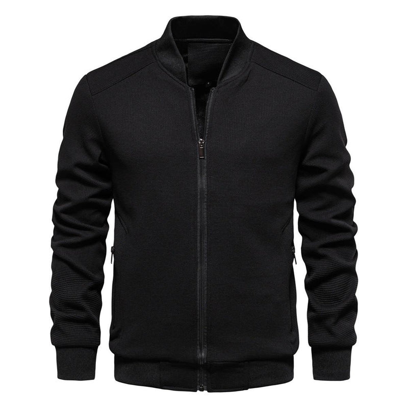 Textured Knit Slim Fit Bomber Jacket