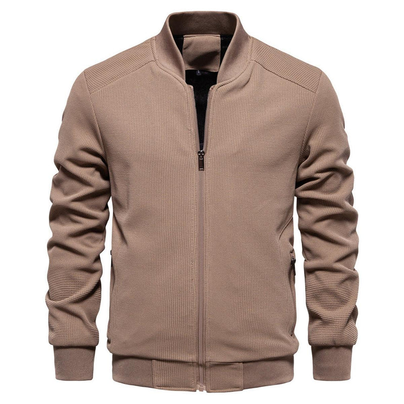 Textured Knit Slim Fit Bomber Jacket