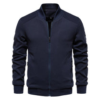 Textured Knit Slim Fit Bomber Jacket