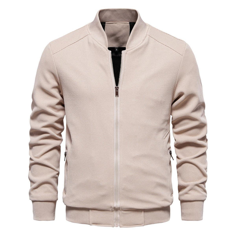 Textured Knit Slim Fit Bomber Jacket