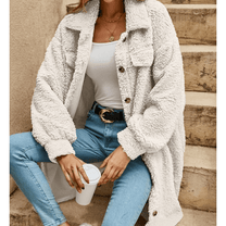 Textured Pile Oversized Long Coat For Women