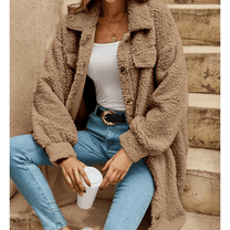 Textured Pile Oversized Long Coat For Women