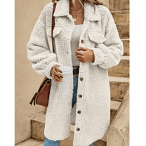 Textured Pile Oversized Long Coat For Women