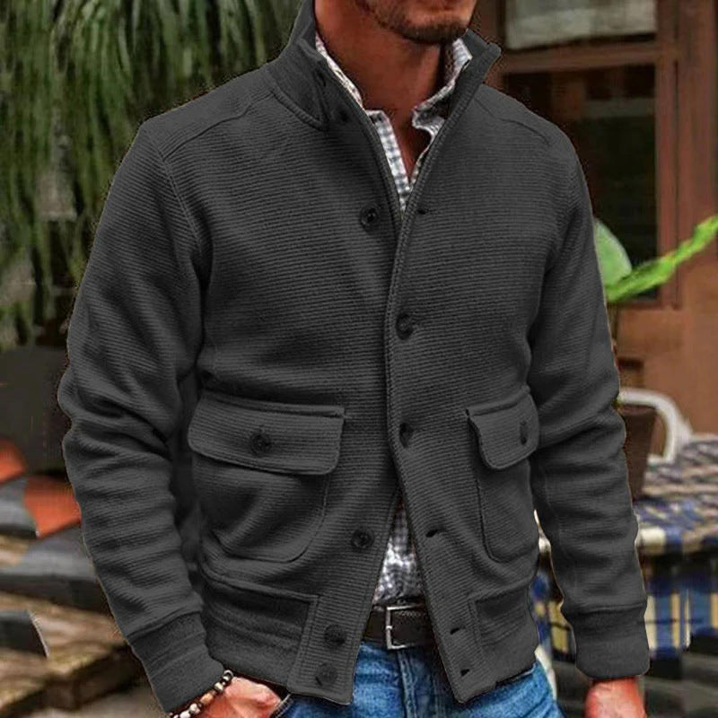 Textured Slim Fit Button-Up Jacket