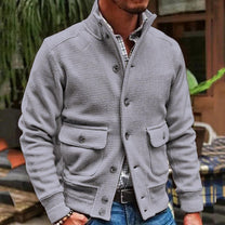 Textured Slim Fit Button-Up Jacket