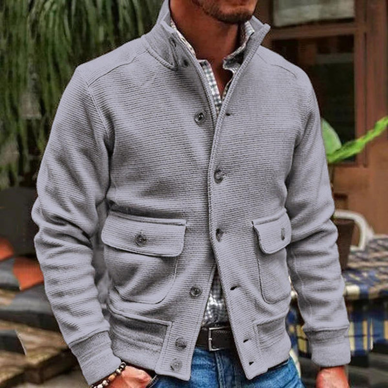 Textured Slim Fit Button-Up Jacket