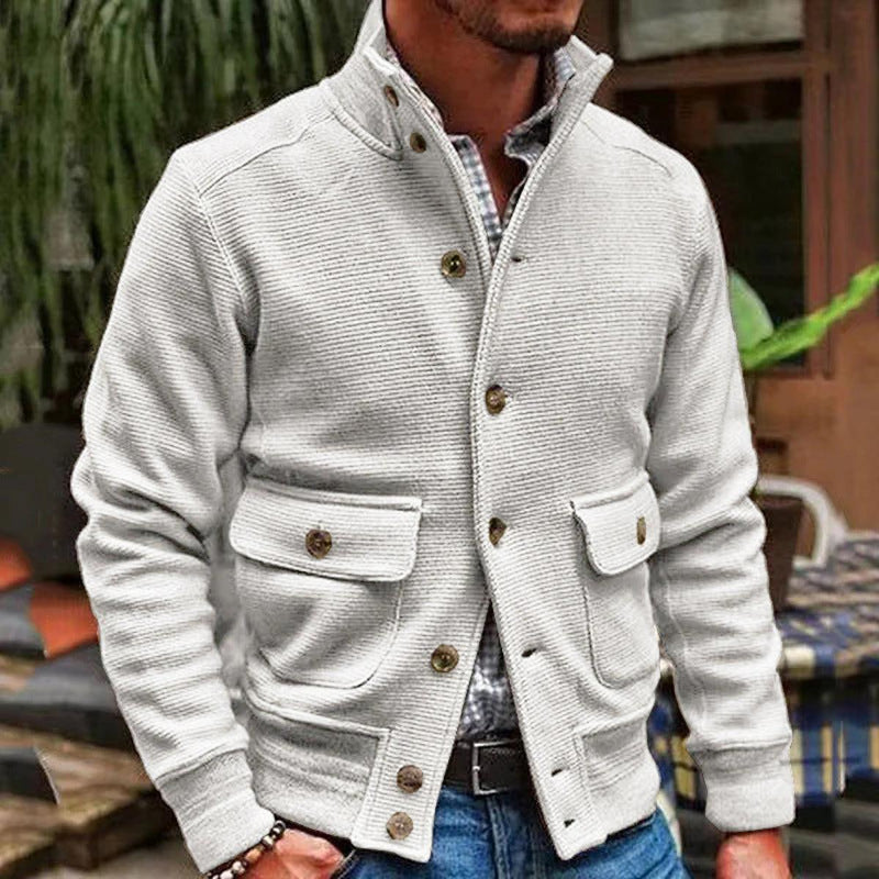 Textured Slim Fit Button-Up Jacket