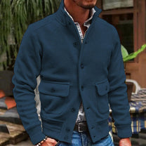 Textured Slim Fit Button-Up Jacket