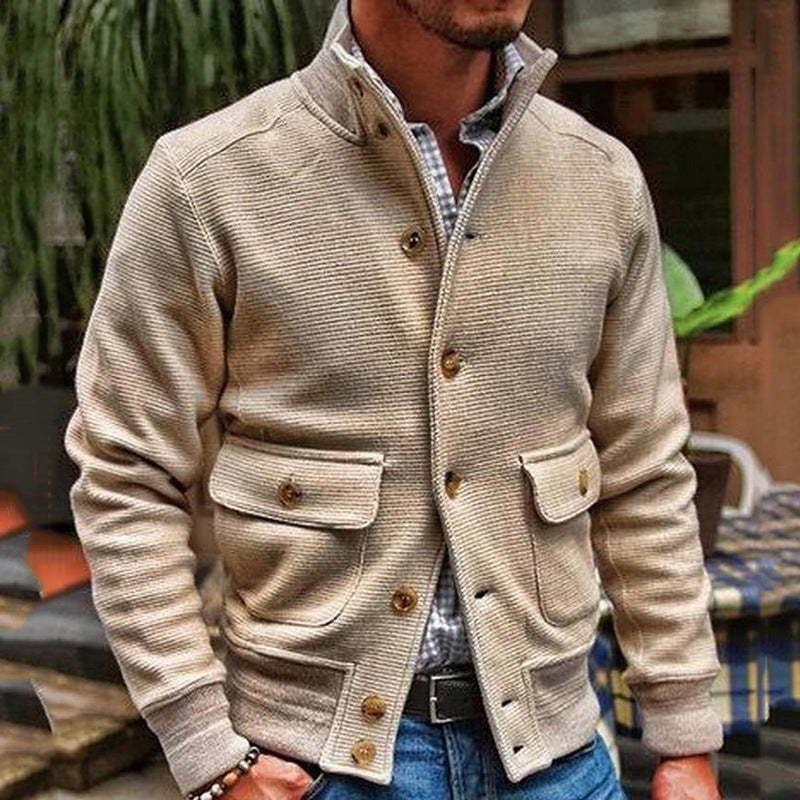 Textured Slim Fit Button-Up Jacket
