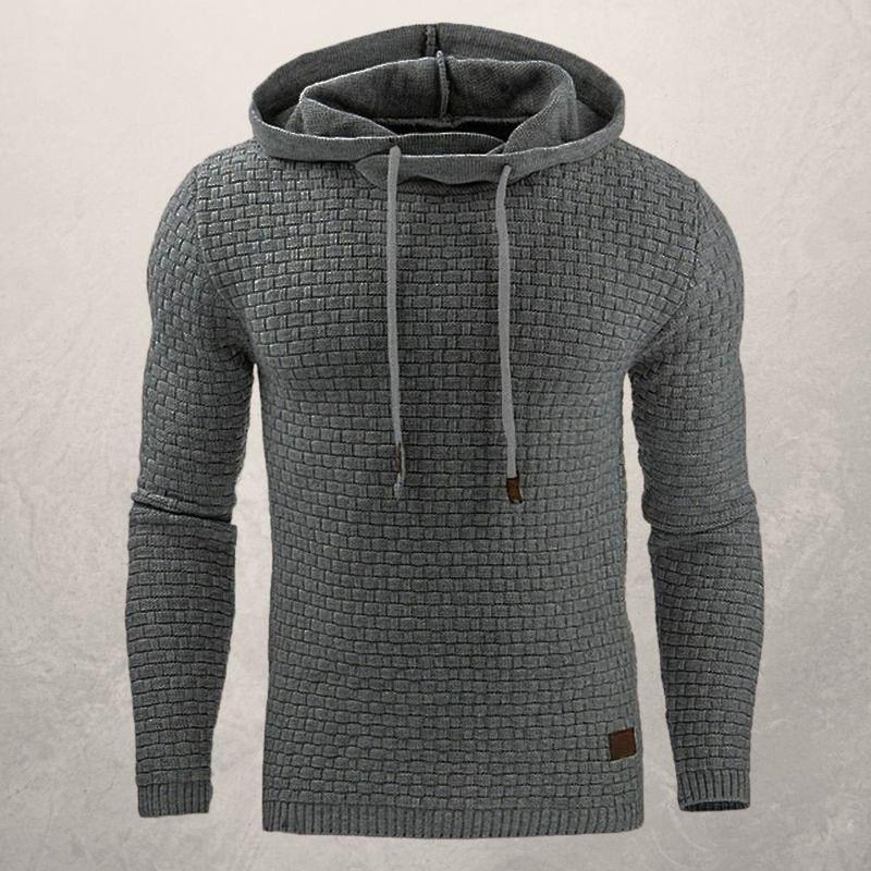 Textured Slim Fit Hooded Jumper