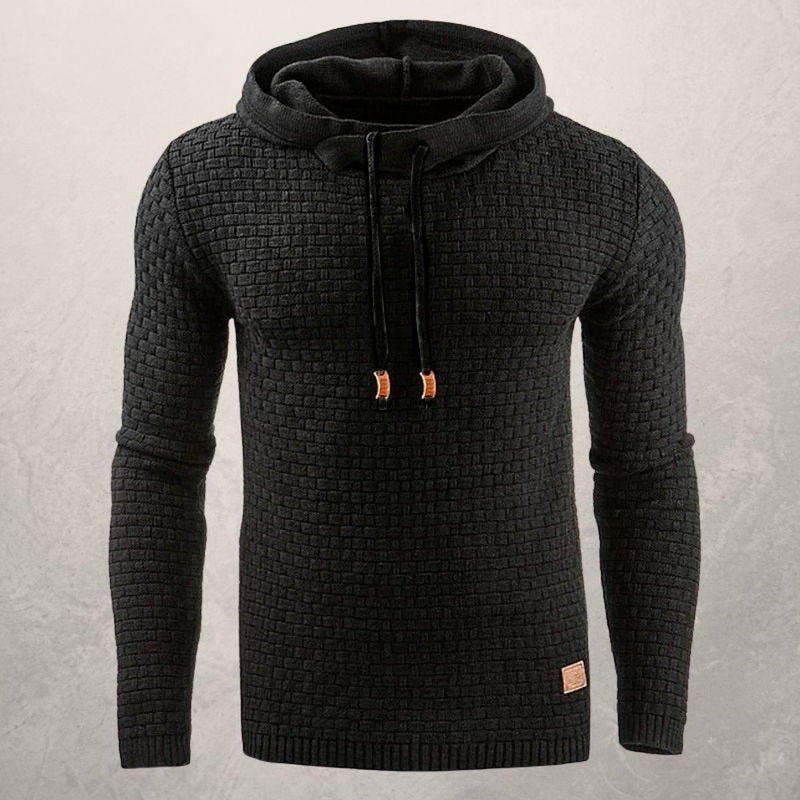 Textured Slim Fit Hooded Jumper