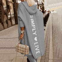 Thick Loose Fit Casual Hooded Cardigan With Long Sleeves