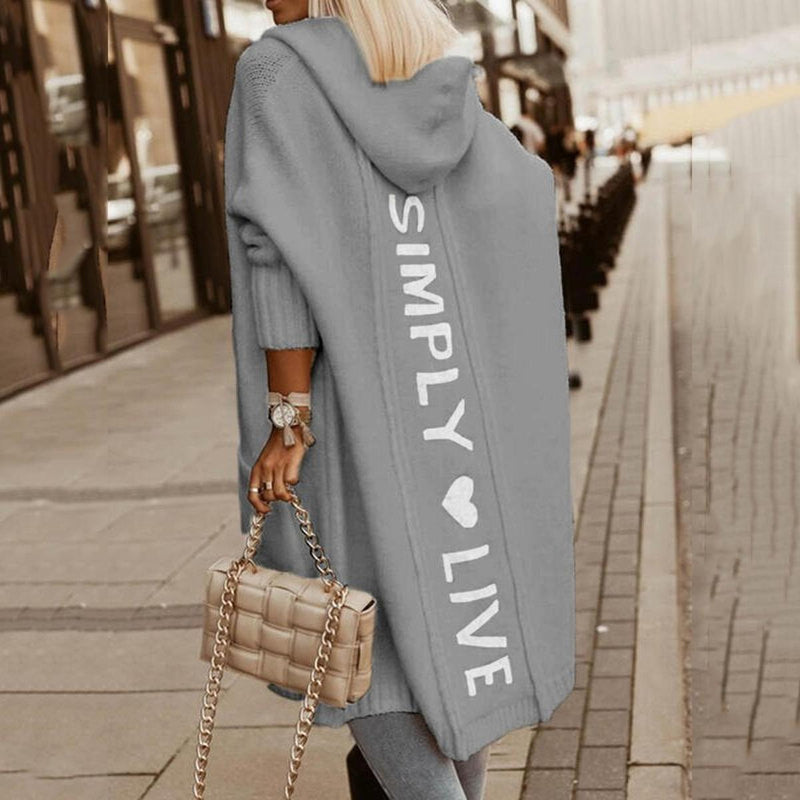 Thick Loose Fit Casual Hooded Cardigan With Long Sleeves