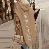 Thick Loose Fit Casual Hooded Cardigan With Long Sleeves