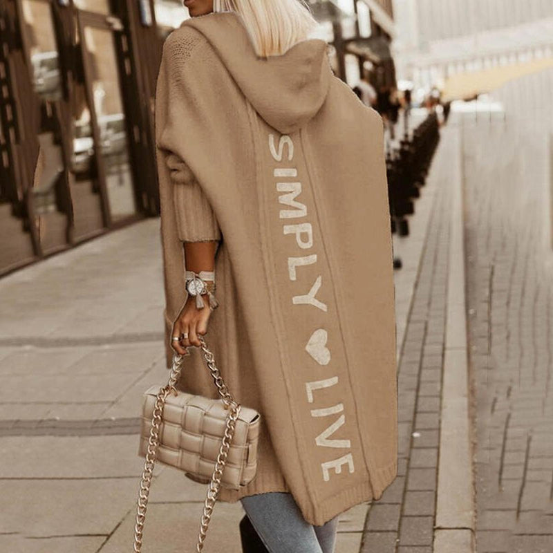 Thick Loose Fit Casual Hooded Cardigan With Long Sleeves