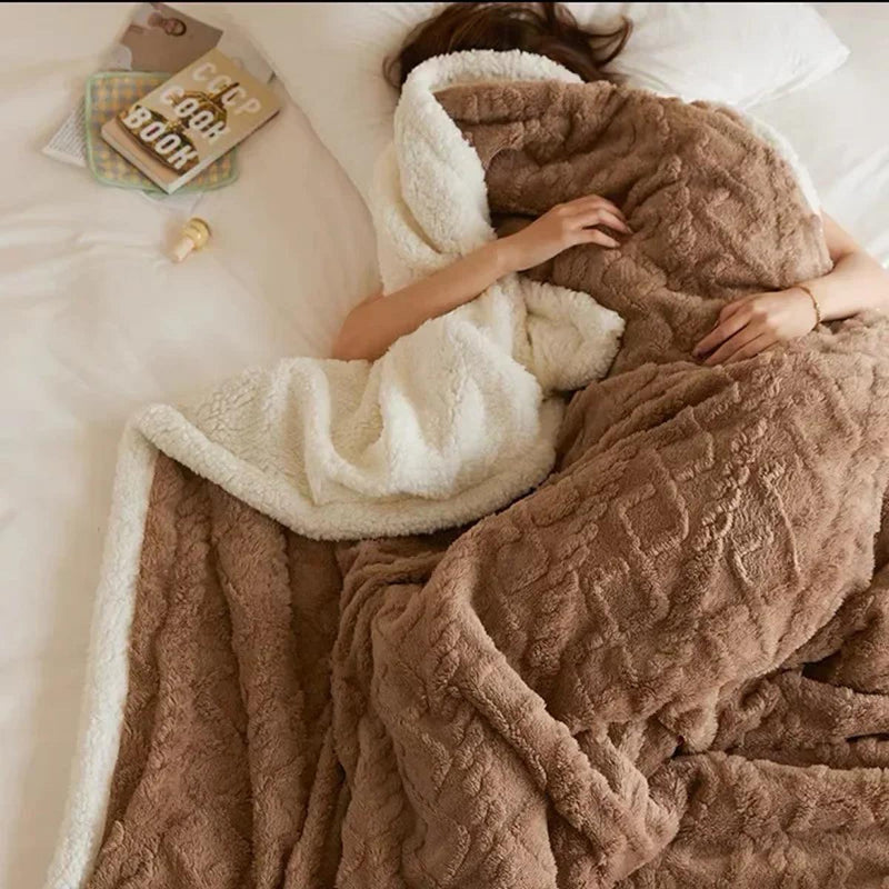 Thick Winter Wool Blanket Fleece Machine Washable