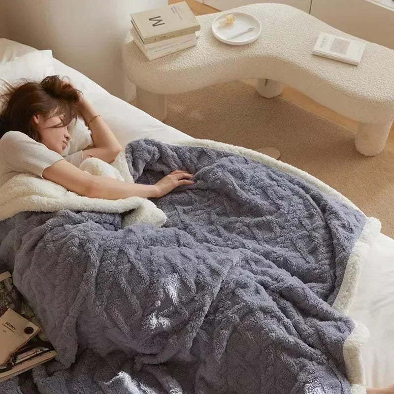 Thick Winter Wool Blanket Fleece Machine Washable