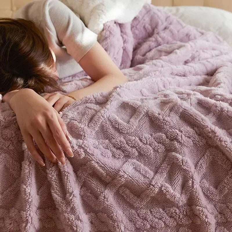 Thick Winter Wool Blanket Fleece Machine Washable