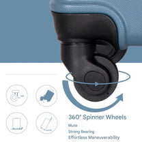 Three-Piece Blue ABS Hard Shell Luggage Set with TSA Lock and 360° Spinner Wheels