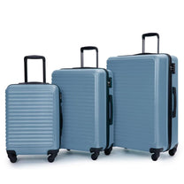 Three-Piece Blue ABS Hard Shell Luggage Set with TSA Lock and 360° Spinner Wheels