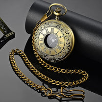 Timeless Vintage Pocket Watch With Roman Numerals And Quartz Movement