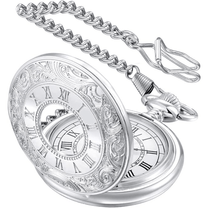 Timeless Vintage Pocket Watch With Roman Numerals And Quartz Movement
