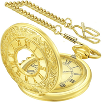 Timeless Vintage Pocket Watch With Roman Numerals And Quartz Movement