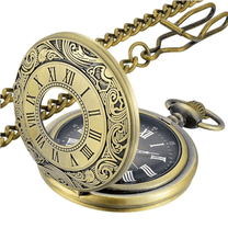 Timeless Vintage Pocket Watch With Roman Numerals And Quartz Movement