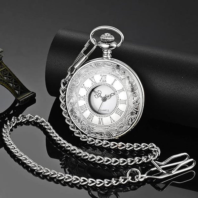 Timeless Vintage Pocket Watch With Roman Numerals And Quartz Movement