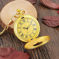 Timeless Vintage Pocket Watch With Roman Numerals And Quartz Movement