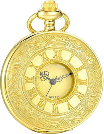 Timeless Vintage Pocket Watch With Roman Numerals And Quartz Movement