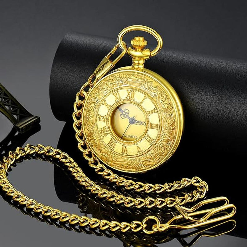Timeless Vintage Pocket Watch With Roman Numerals And Quartz Movement