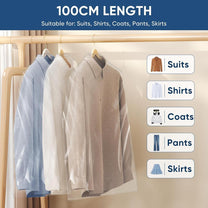 Transparent Garment Bag Set – 100 Protective Covers for Clothing Storage and Travel