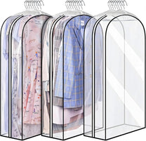 Transparent Garment Covers With Side Pleats – 3-Pack Storage Bags With Side Zipper, Buy 1 Get 1 Free