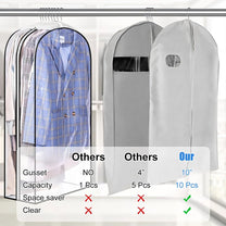 Transparent Garment Covers With Side Pleats – 3-Pack Storage Bags With Side Zipper, Buy 1 Get 1 Free