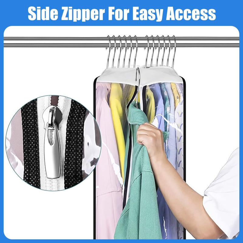 Transparent Garment Covers With Side Pleats – 3-Pack Storage Bags With Side Zipper, Buy 1 Get 1 Free