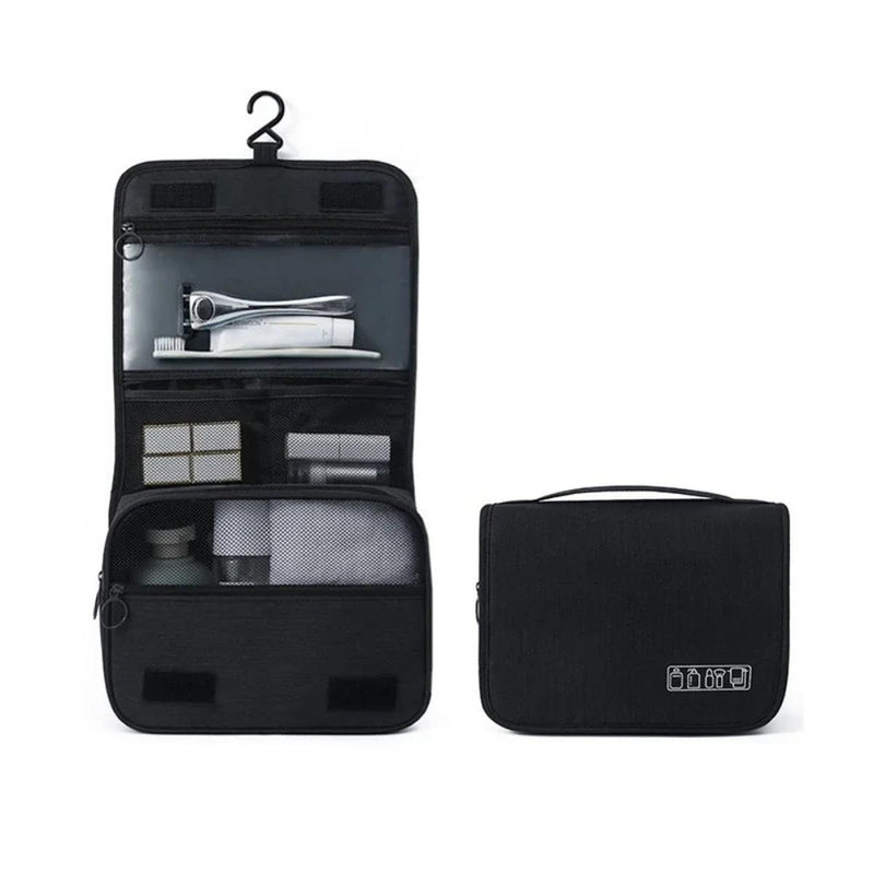 Travel Toiletry Bag With Hanging Hook And Water-Resistant Compartments