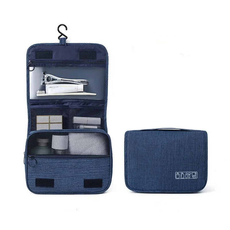 Travel Toiletry Bag With Hanging Hook And Water-Resistant Compartments