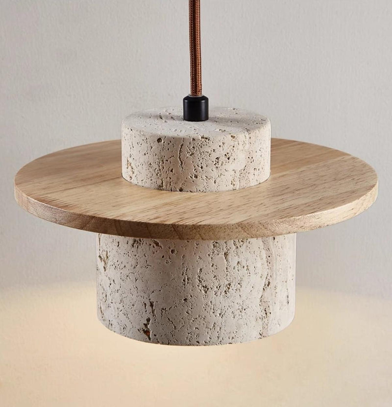 Travertine Pendant Lamp With LED Lighting