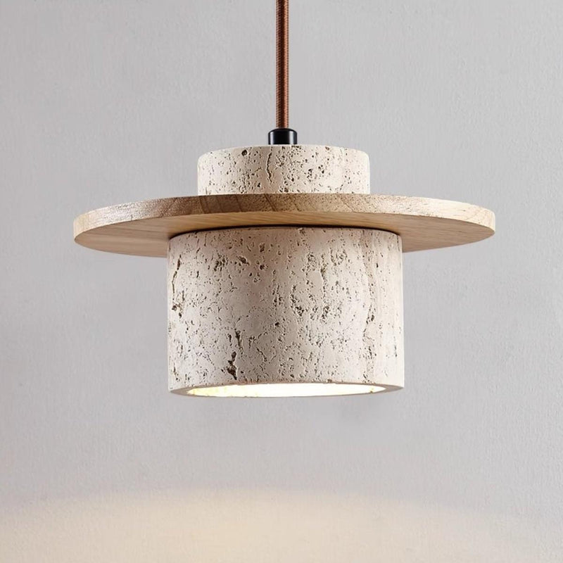 Travertine Pendant Lamp With LED Lighting