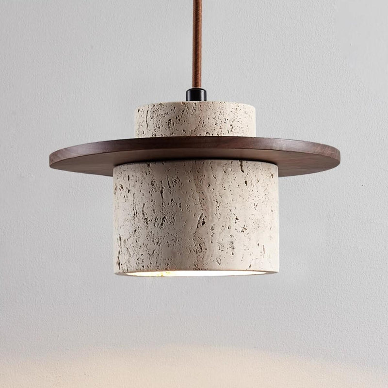 Travertine Pendant Lamp With LED Lighting