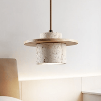 Travertine Pendant Lamp With LED Lighting