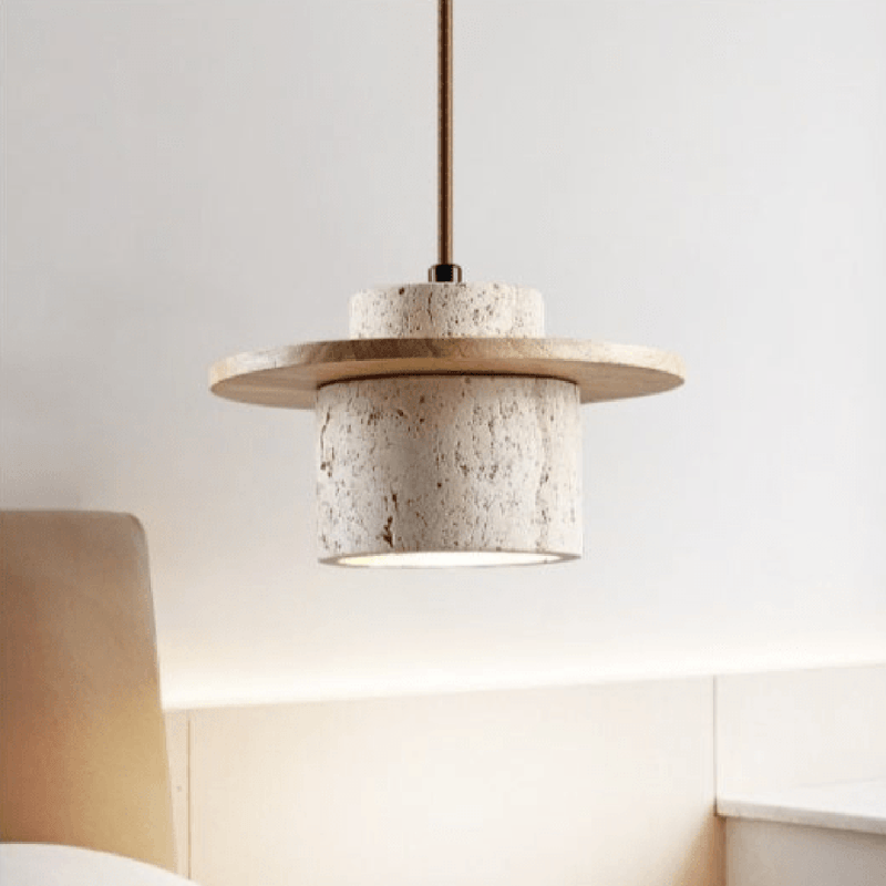 Travertine Pendant Lamp With LED Lighting