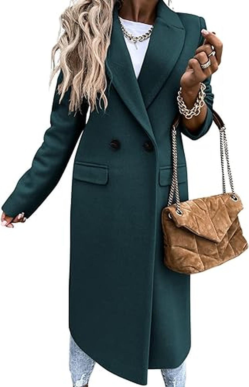 Trendy Women&#39;s Winter Coat With Double-Breasted Button Closure