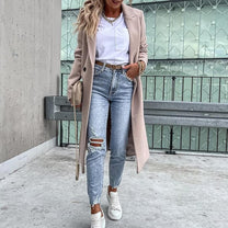 Trendy Women&#39;s Winter Coat With Double-Breasted Button Closure