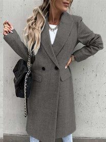 Trendy Women&#39;s Winter Coat With Double-Breasted Button Closure
