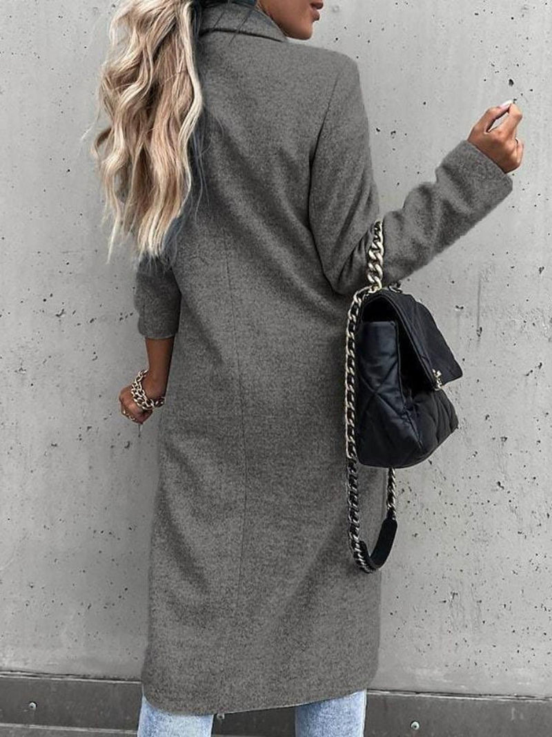 Trendy Women&#39;s Winter Coat With Double-Breasted Button Closure
