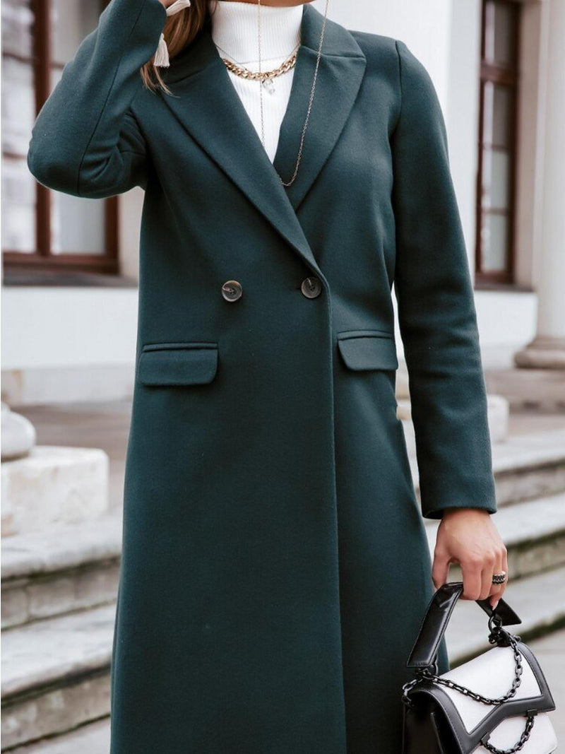 Trendy Women&#39;s Winter Coat With Double-Breasted Button Closure