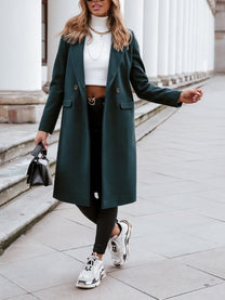 Trendy Women&#39;s Winter Coat With Double-Breasted Button Closure