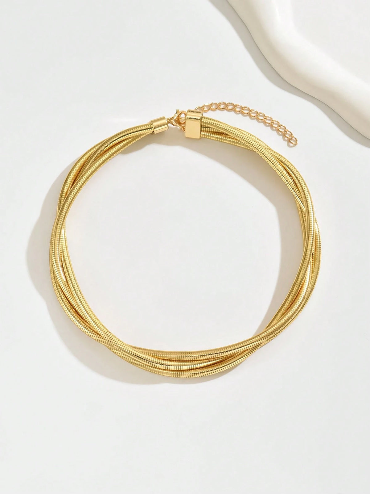 Triple-Layered Gold Plated Choker Necklace
